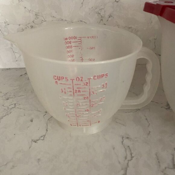 Tupperware Classic Mix-N-Store Measuring Pitcher Set with Red Lid - 1 & 2 Qt. - Picture 2 of 11